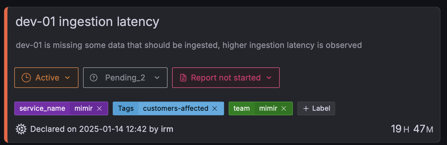 incident with labels