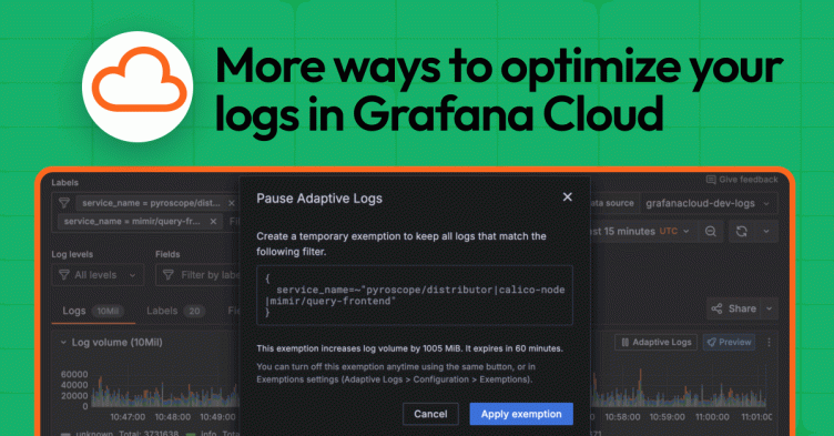 New in Adaptive Logs: user-facing temporary pauses, exemptions, and per-service recommendations