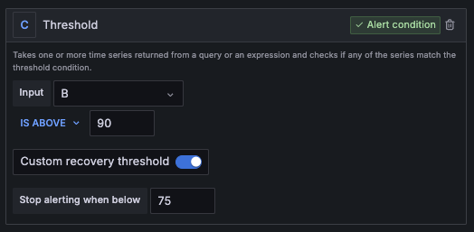 a screenshot of the Threshold menu in the UI
