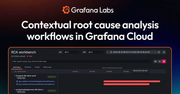 Resolve issues faster with contextualized root cause analysis workflows in Grafana Cloud