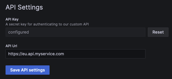 *The out-of-the-box Grafana app plugin configuration settings page.* A screenshot of the out-of-the-box Grafana app plugin configuration settings page.