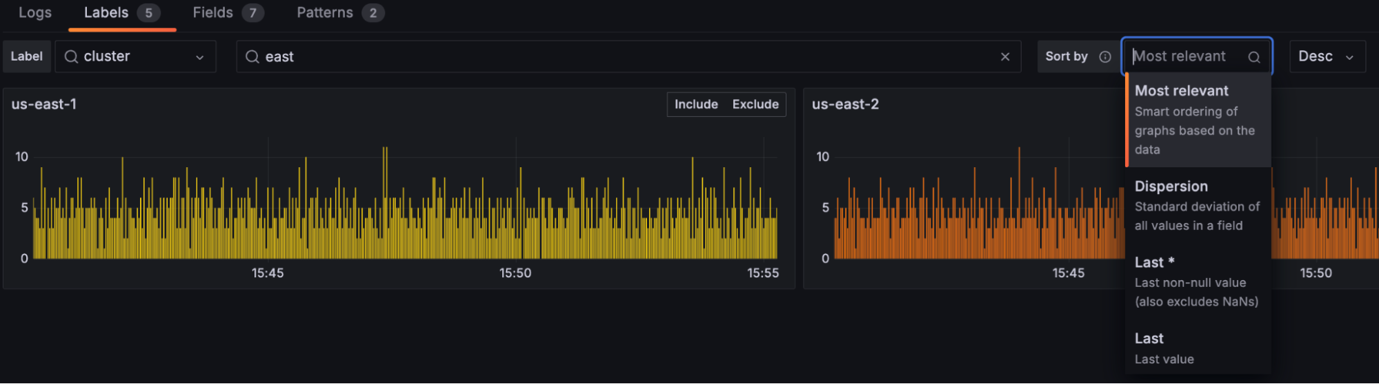 Sort by drop down menu
