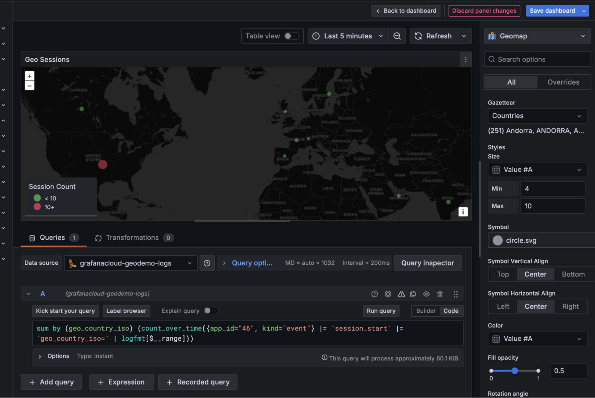 A screenshot showing the Geo Panel for interactive geographic visualizations.