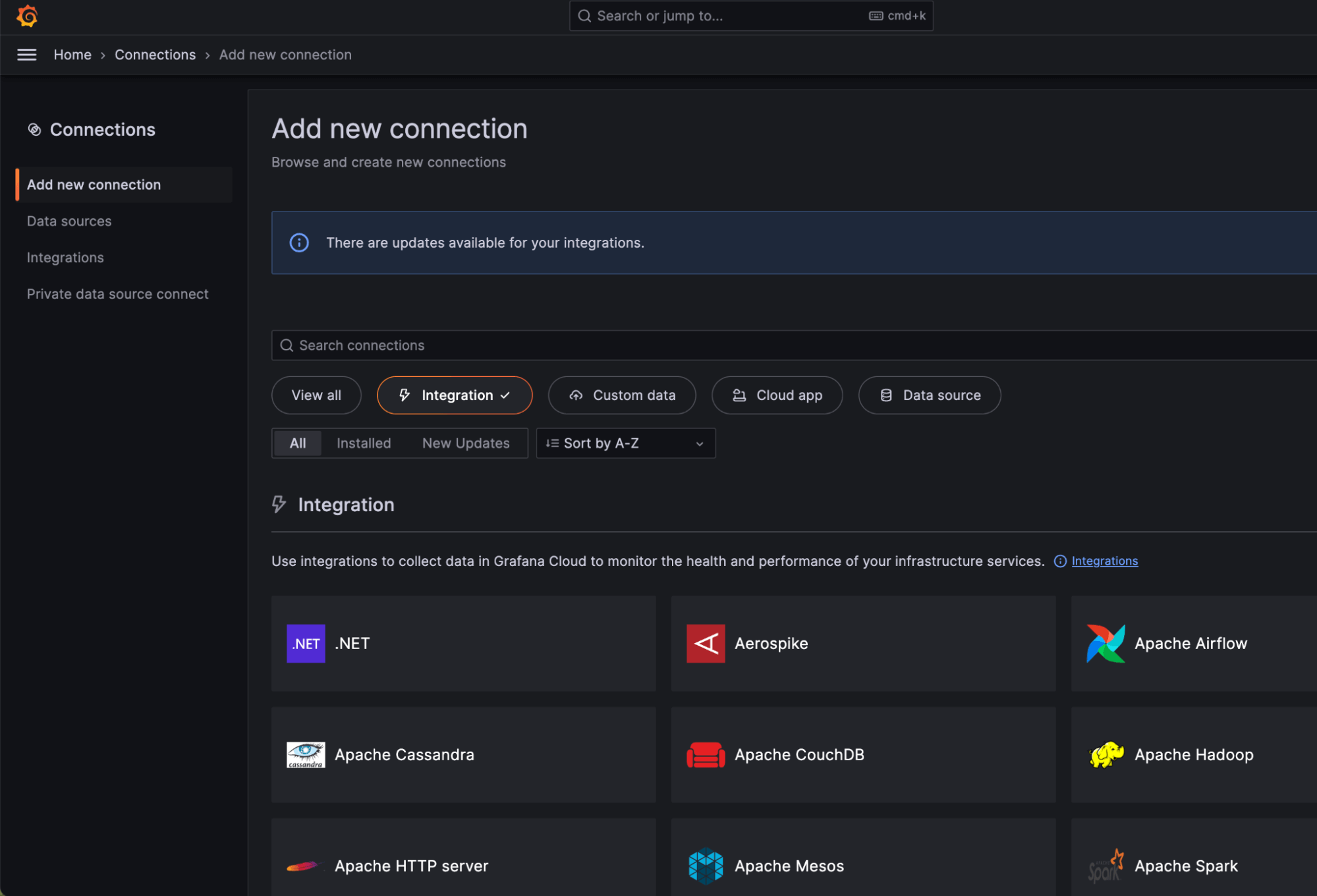 A screenshot of the Add new connection page