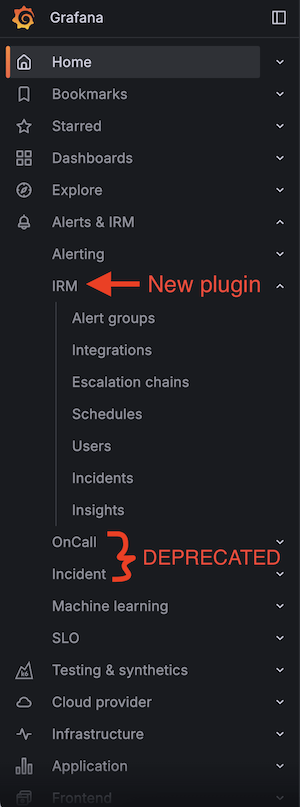 Grafana Cloud IRM navigation update