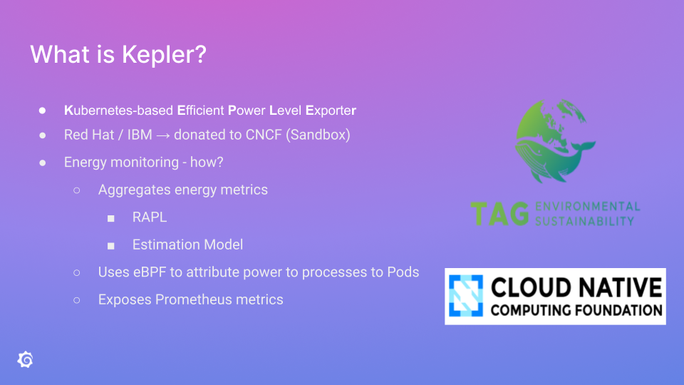A presentation slide showing information about Kepler.