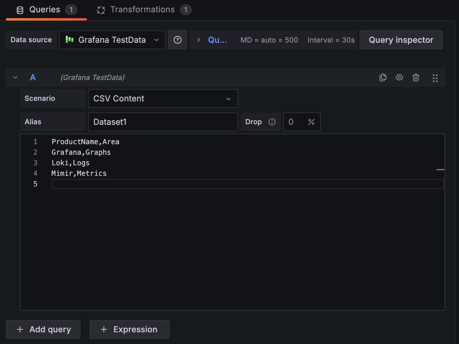A screenshot of the Queries section.