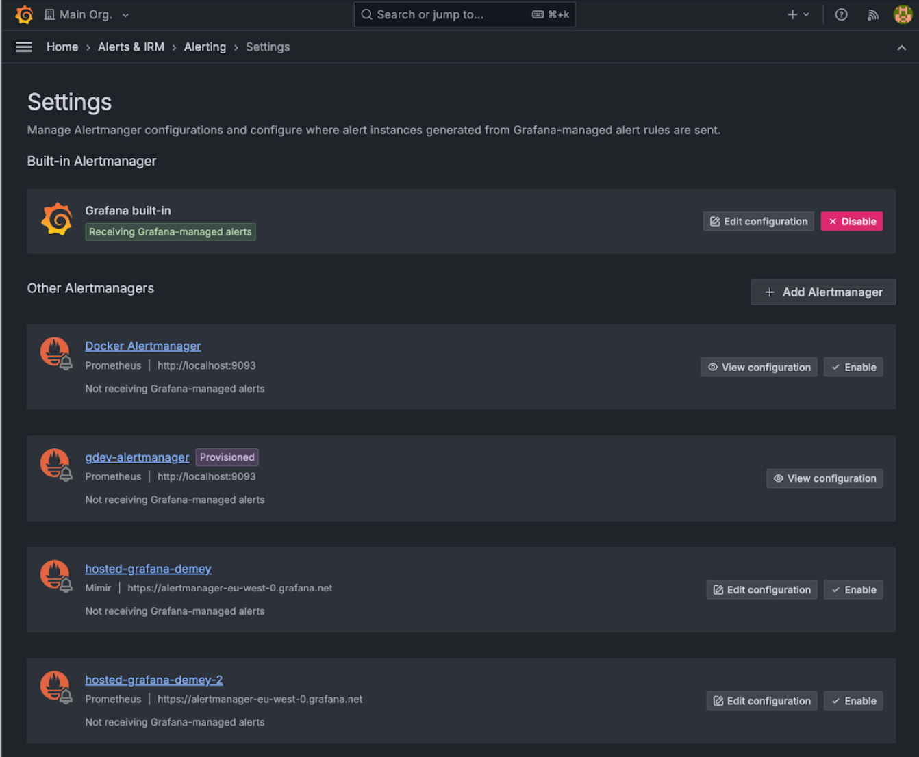 *The new Grafana Alerting settings page* The new Grafana Alerting settings page