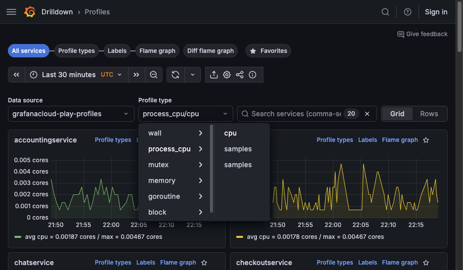 Select a profile type