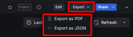 Dashboard export options