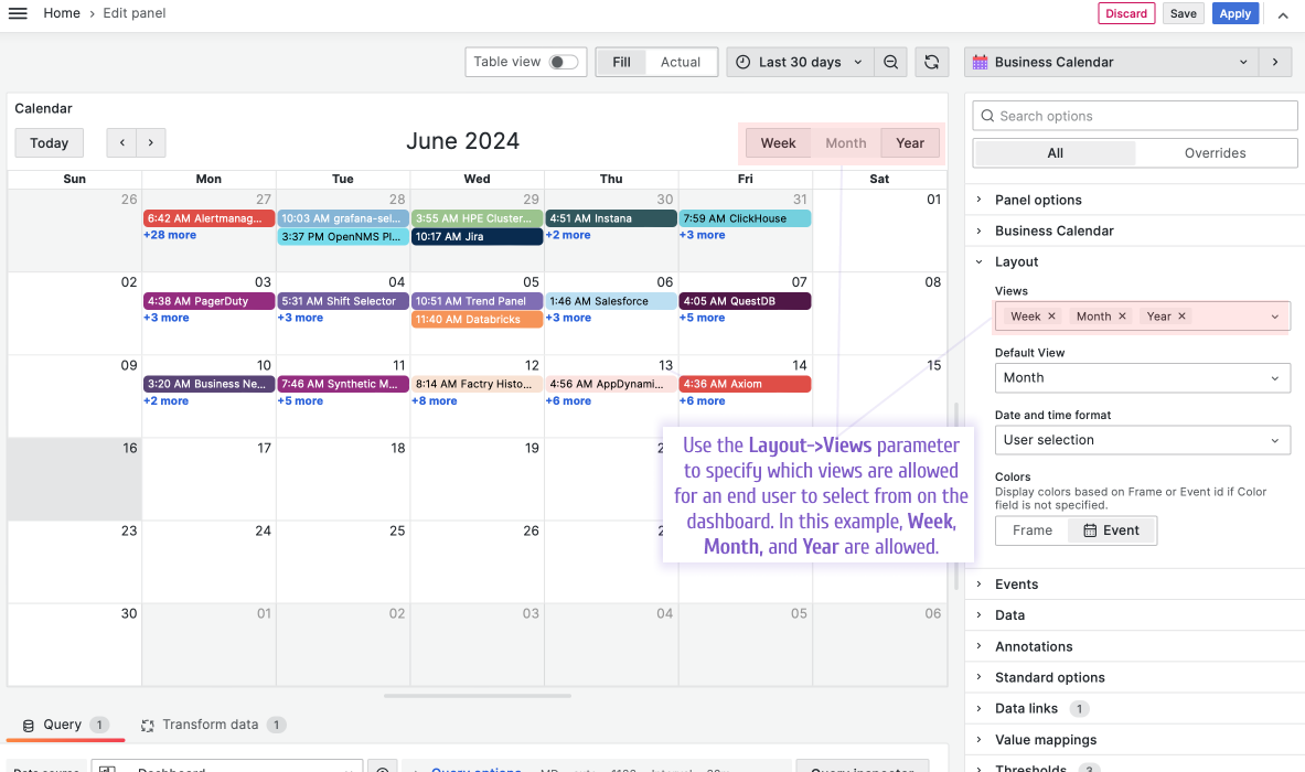 Users can only select from the allowed options. In this example, Week, Month, and Year are allowed.