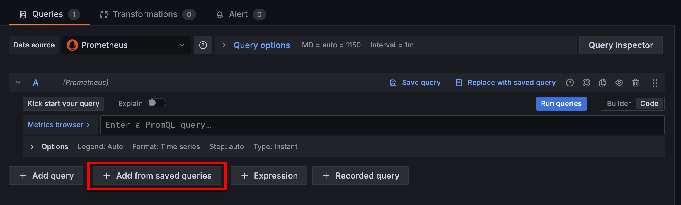 Add a saved query