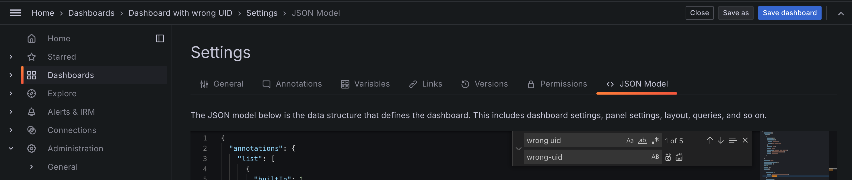 Updating JSON Model of a Dashboard