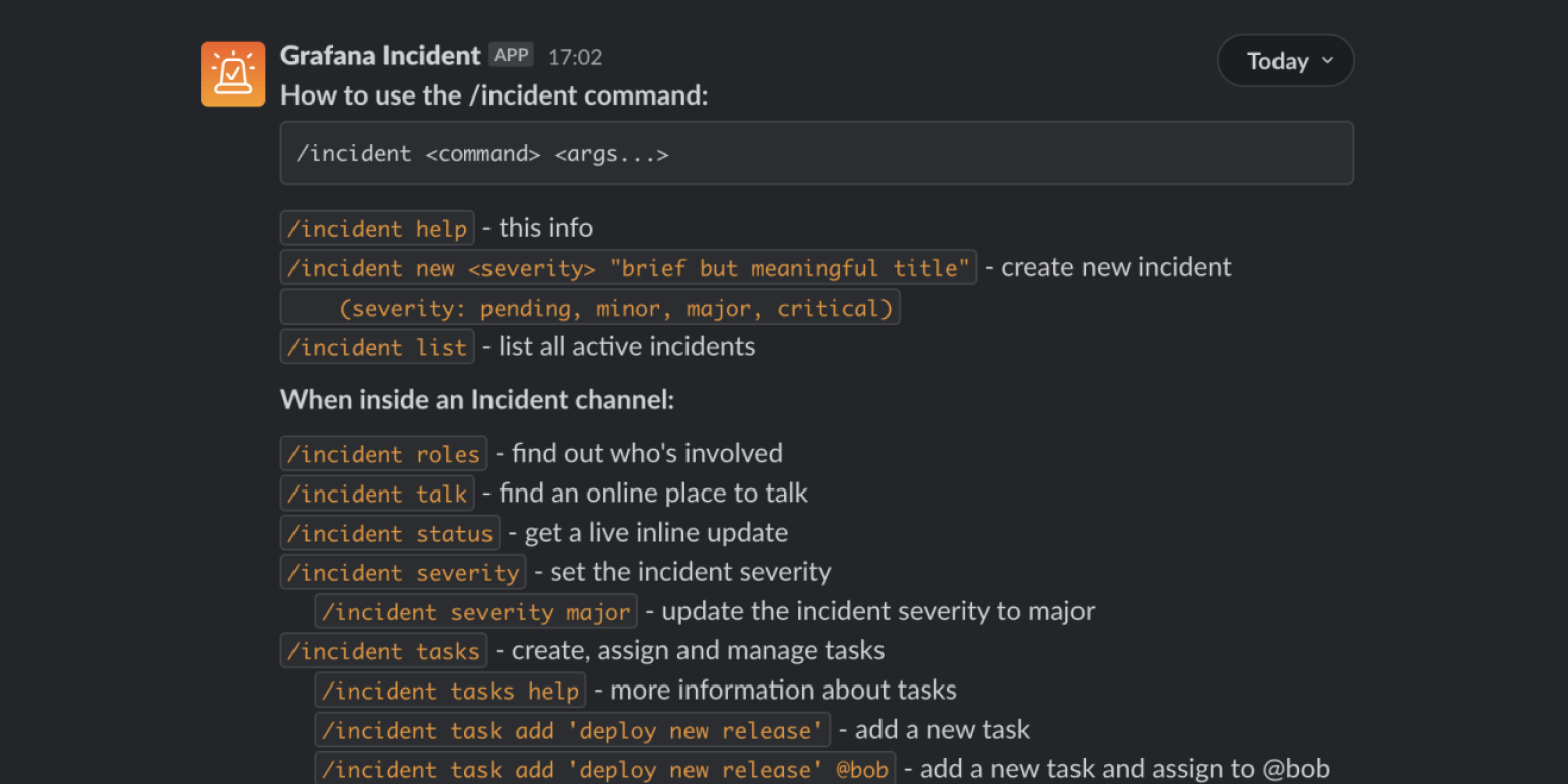 Grafana Cloud incident dashboard