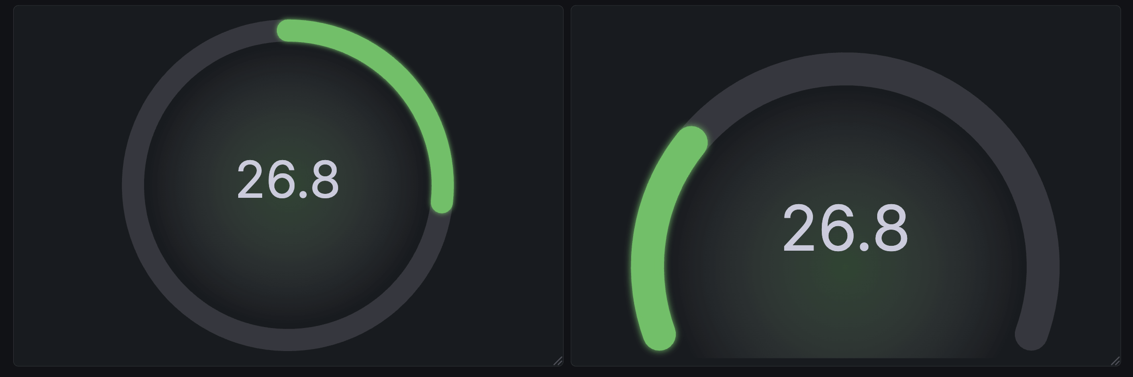 demo of the circular gauge shape alongside the pre-existing arc gauge shape