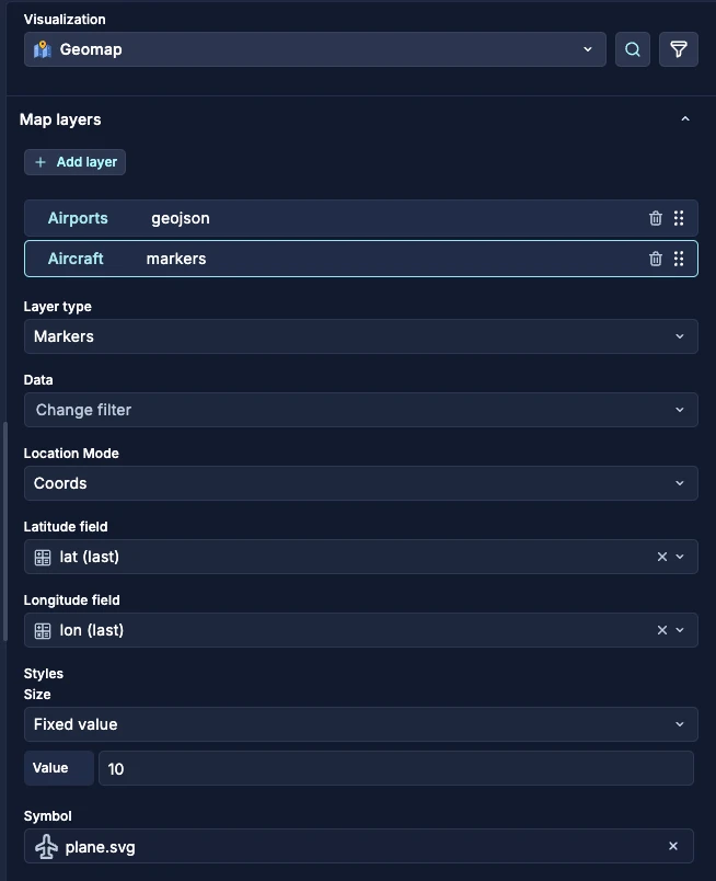 Geomap menu
