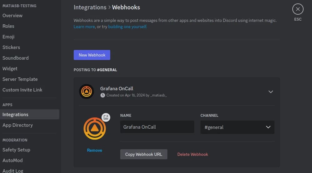 Discord integration UI