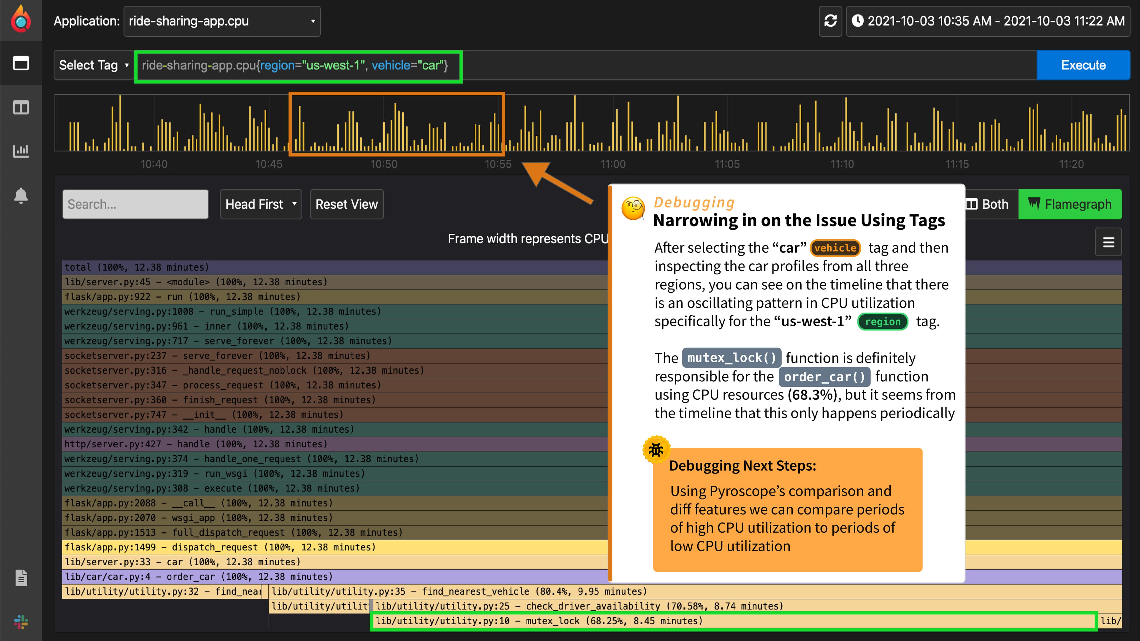 Narrowing the issue using tags in dashboard/media/blog/pyroscope-blog-migration/pip-package-comparing-two-time-periods.jpg