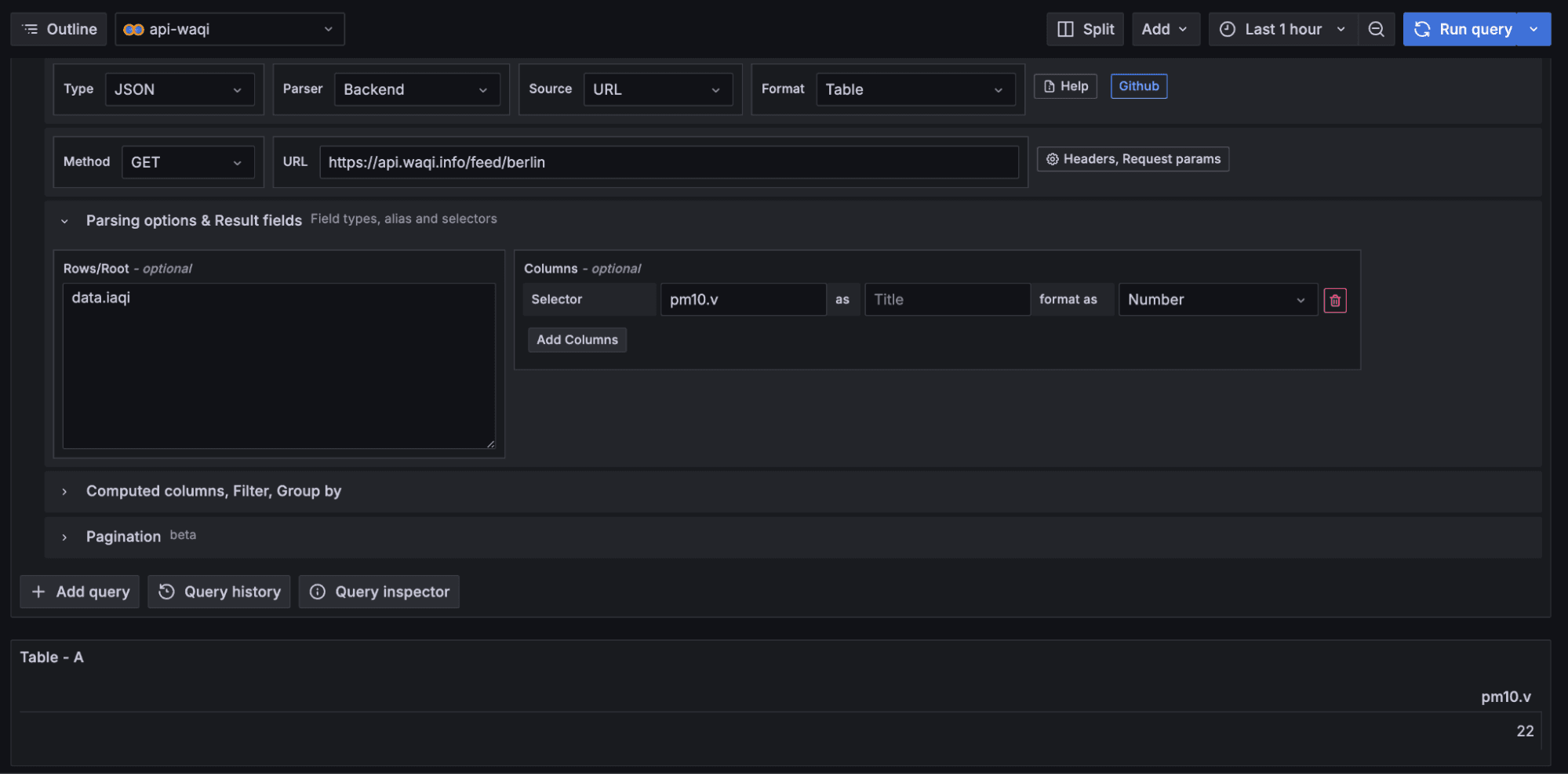 API request