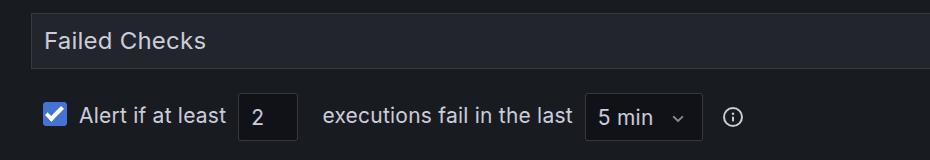 A screenshot of a failed check alert in Synthetic Monitoring.