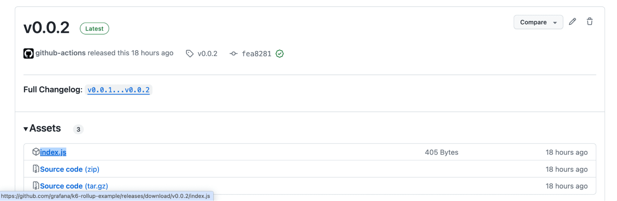 A screenshot of a GitHub release page.