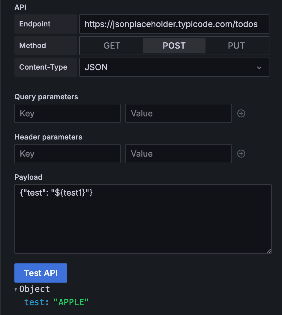 API editor UI in Grafana