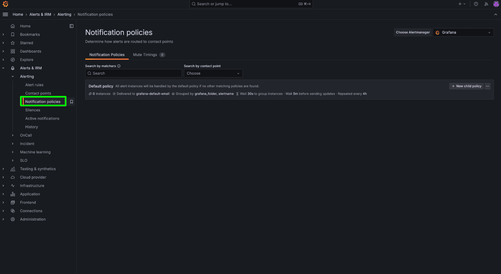 A screenshot of configuring notification policies.