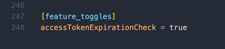 Screenshot of code to configure the OAuth token improvements in Grafana 9.3.