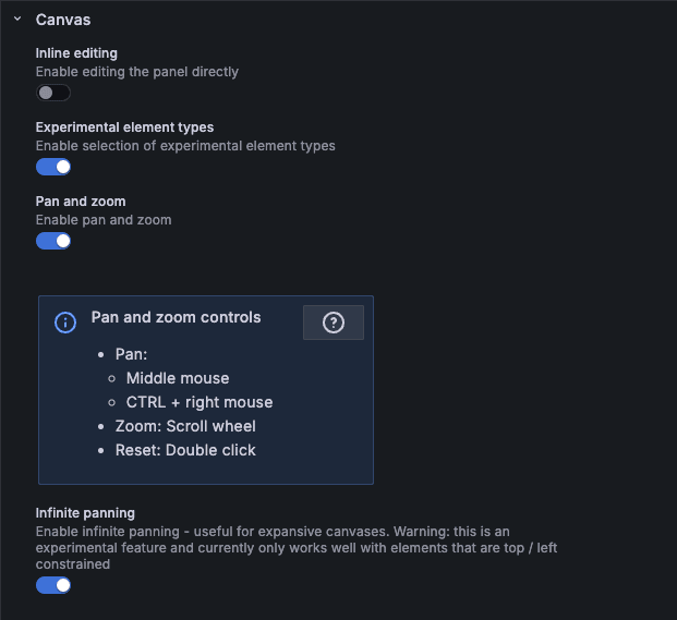Pan and zoom controls in Grafana Canvas panel UI