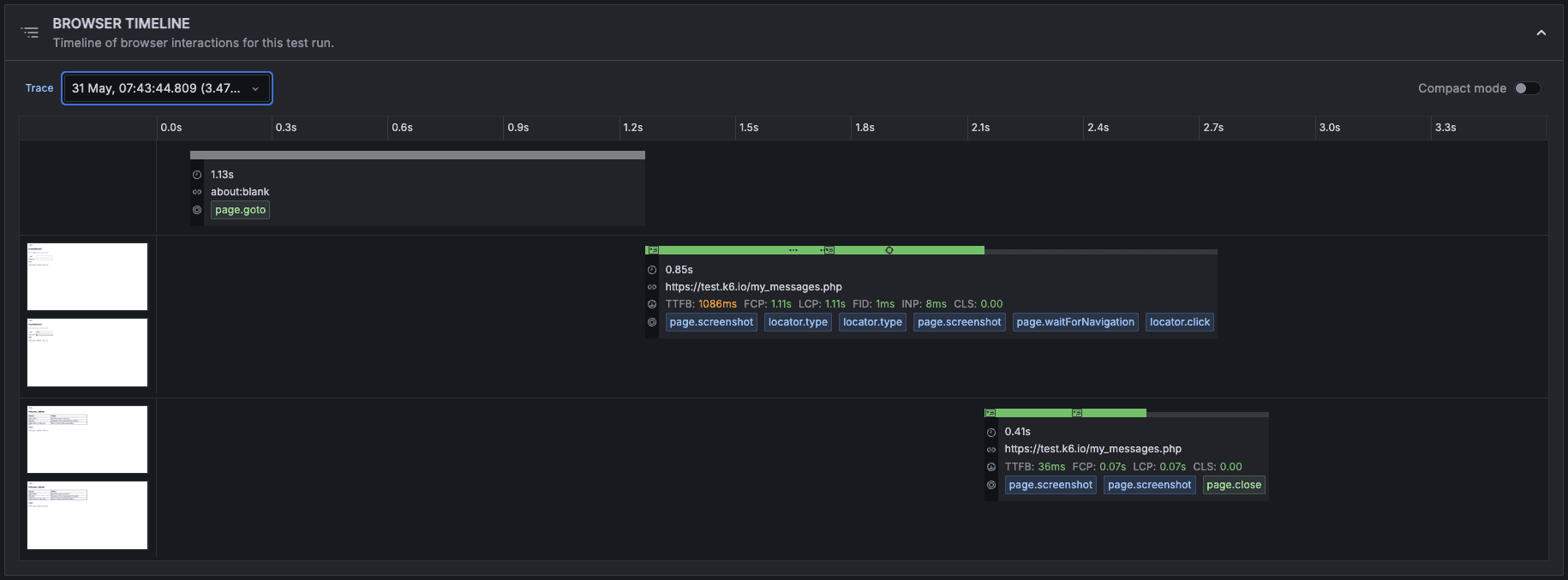 A screenshot of the browser timeline.