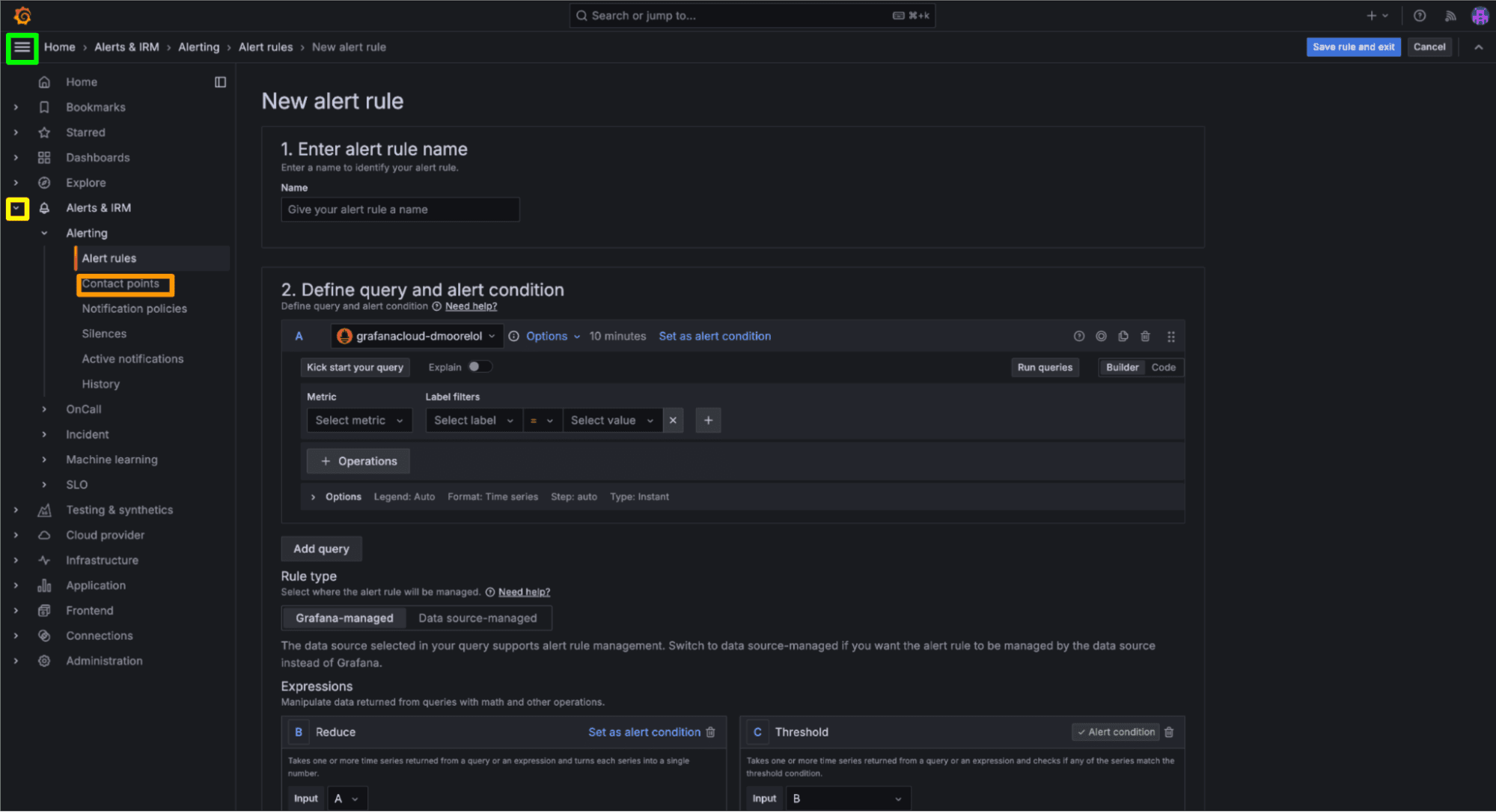 A screenshot showing how to add a contact point.