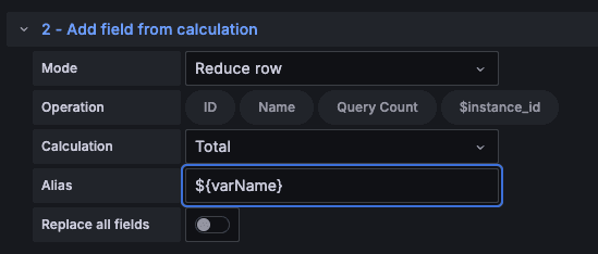 A screenshot showing a text field accepting variable syntax.