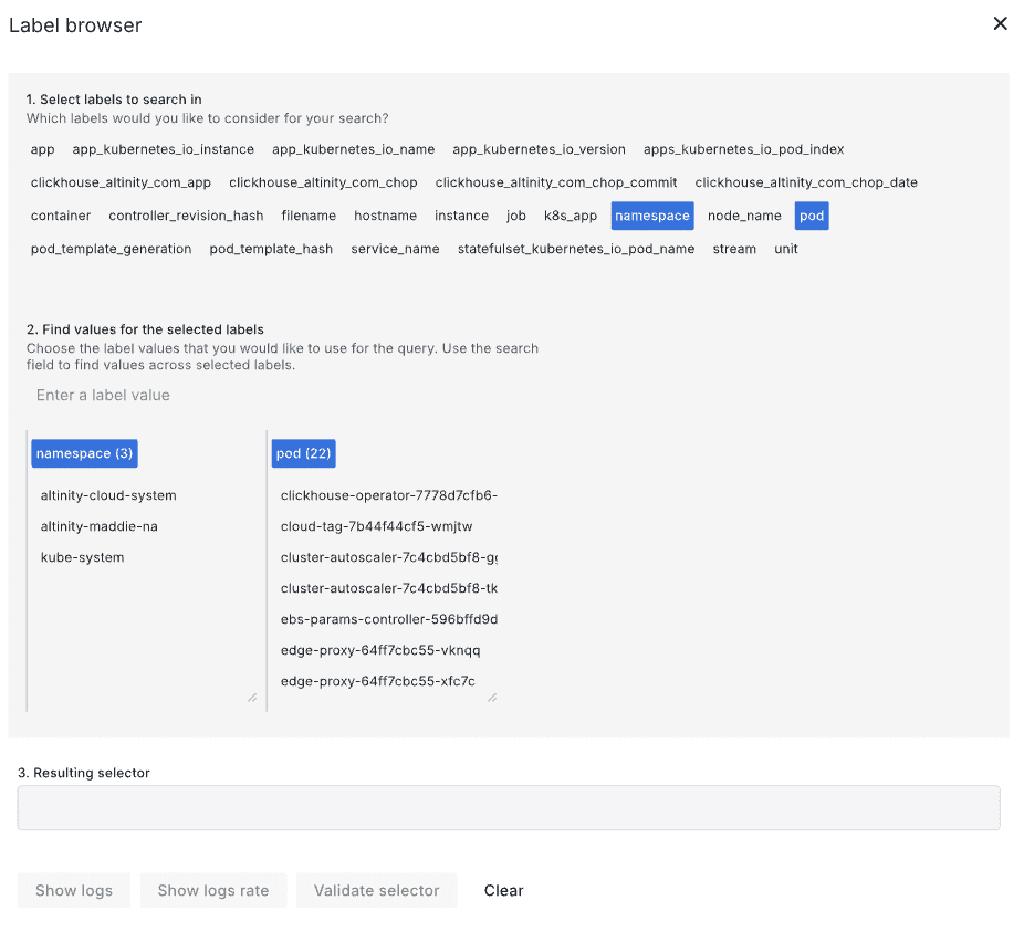 The label browser