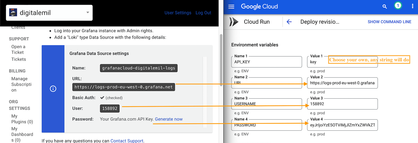 Setting the environment variables of the Cloud Run service Setting the environment variables of the Cloud Run service