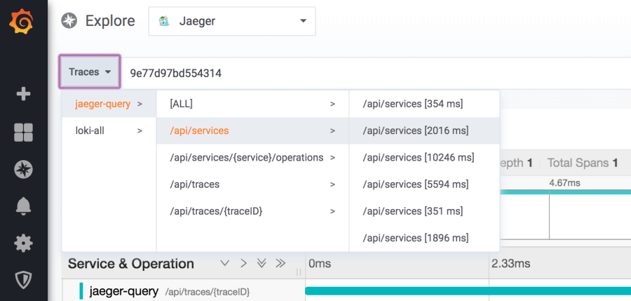 Browse Jaeger Traces by Service and Operation Browse Jaeger Traces by Service and Operation