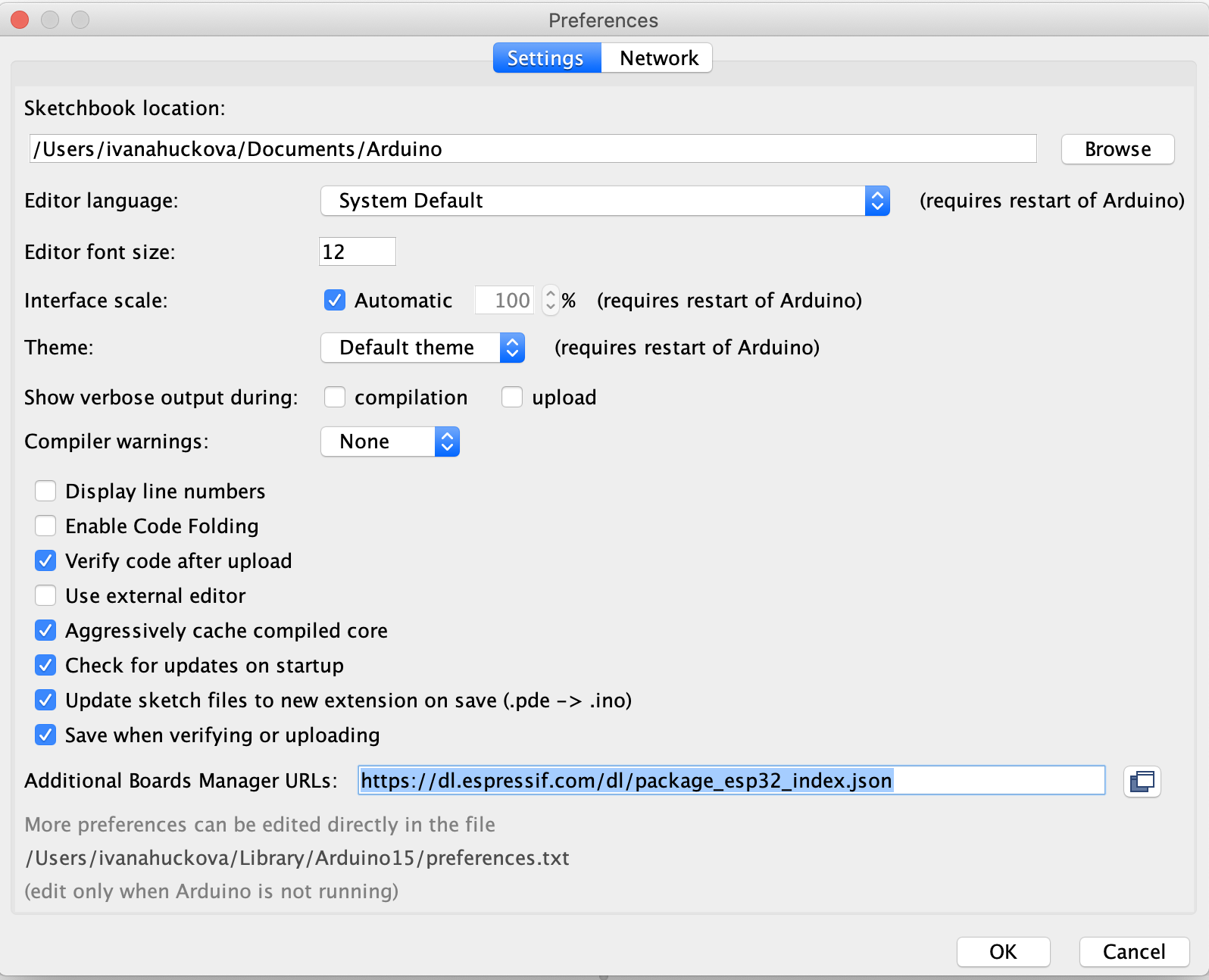 Arduno Preferences Arduno Preferences