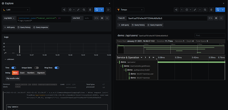 Auto-instrumenting a Java Spring Boot application for traces and logs using OpenTelemetry and Grafana Tempo