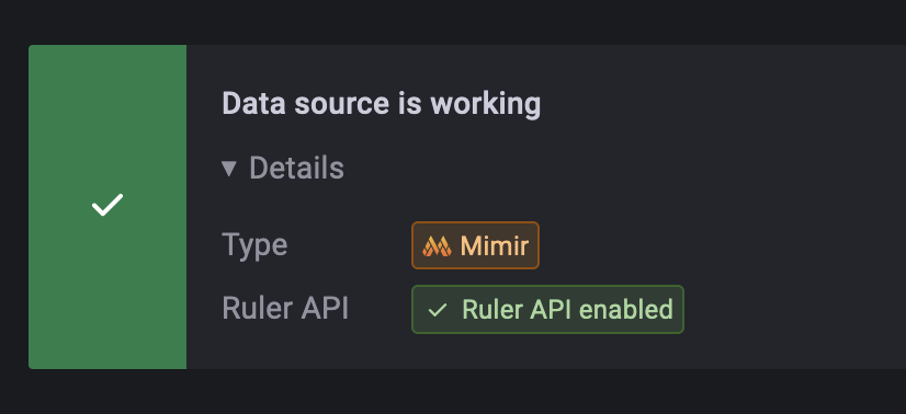 Successfully connected to a Mimir Prometheus datasource Successfully connected to a Mimir Prometheus datasource