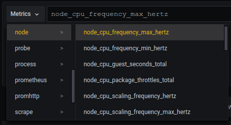 Select node metrics