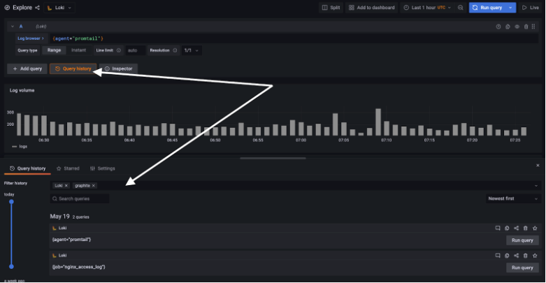 Query history Query history