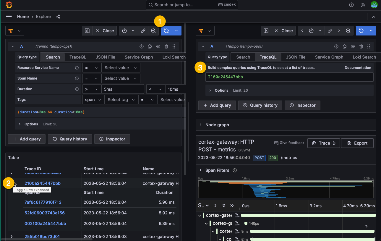 Tempo Search query type results Tempo Search query type results
