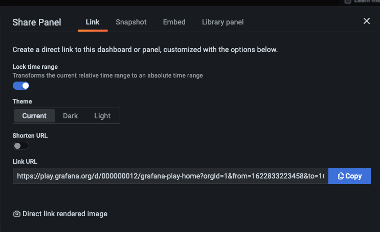 Panel share direct link